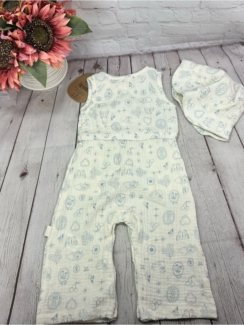 NWT rabbit & bear One-Piece Romper cottagecore heart floral bows butterfly 6-9M